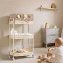 Fortella Baby Diaper Caddy, 3 Tier Rolling Storage Cart for Baby Essentials, Diaper Cart with Detachable Dividers, Storage & Baby Bottle Organizer, Nursery Dresser for Bedroom, Living Room (Taupe)