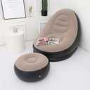 Inflatable Lounge Chair : Lazy Flocking Recliner, Air Couch Sofa for Indoor, Outdoor, Travel & Camping (No Pump)