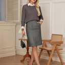 GRACE KARIN Women's Fall Knit Sweater Top, Long Sleeve Merino Wool Blend Pullover, Casual Crewneck Waffle Clothes 2025 (Brown, S)