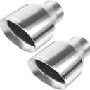 2 x 2.5" inlet Diesel Exhaust Tip 4.5" Outlet 7" Overall length Universal Exhaust Tailpipe Stainless Steel Double Wall Slant Cut Tail Pipe,truck Weld-On Exhaust Pipe Tips, Pack of 2