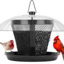 Kingsyard Rain-Resistant Metal Mesh Bird Feeder for Outdoor Hanging | Large Clear Dome, Top-Fill Design, Weather-Resistant Metal, Dual Mesh for Different Seeds, Easy to Clean