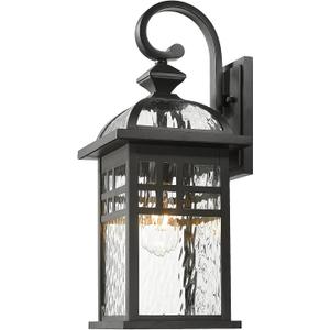 Outdoor Wall Light Exterior Waterproof Wall Sconce Light 22 Inch Height Black Porch Light with Water Ripple Glass E26 Socket