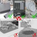 Silicone Dish Drying Mat for Kitchen Counter, Collapsible Trifold Large Dish Drainer Mat, Drying Mat with Hook, 24x16In Non-Slip Silicone Sink Mat, Easy to Clean (Gray)