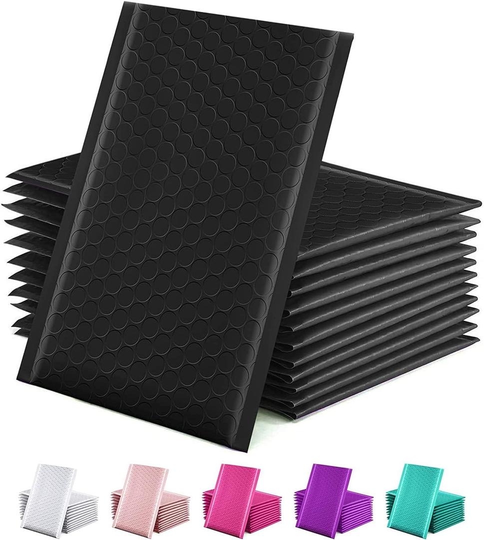 GSSSUSA Bubble Mailers 6x10 Inch 25 Pack Padded Envelopes Usable Size 6x9 Inch Shipping Envelopes Self Seal Small Packaging Shipping Bags for Mailing Jewelry, Small Business, Black