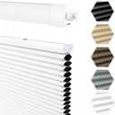 No Drill No Tools Cellular Shades Top Down Bottom Up Honeycomb Blinds Blackout Cordless Window Blinds Easy to Install Cellular Shade for Windows,Blackout-White, (34"W x 48"H)