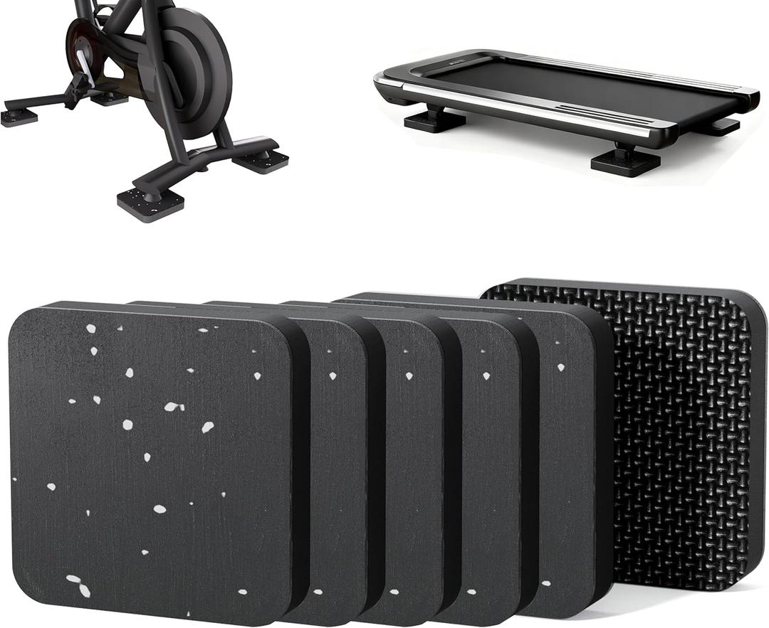 6 Packs 3.94" x 3.94" x 0.6" Treadmill Mat Pads for Walking pad, Exercise Bike,Exercise Equipment, Noise Reduce & Shocking Absorbing Rubber & Eva Mat for Protect Floors Black