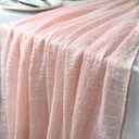 Booque Valley Pink Table Runner 10ft Boho Cheesecloth Super Soft Seersucker Gauze for Wedding Bridal Shower Baby Shower Birthday Party Decoration Centerpiece Table Decor, 2 Pack, Blush Pink