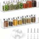 PMMASTO Adhesive Acrylic Spice Rack Organizer for Wall with Nano Double Sided Tape, Spice Shelf Organization for Kitchen Cabinet Door/Pantry Door, Wall Mount Seasoning Rack (Clear-2 Pack)