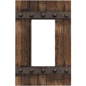 Rustic Farmhouse Brown Wood Barn Door Print Country Light Switch Plate Cover Single Rocker 1 Gang Wall Plates Decorative Switchplate for Bathroom Kitchen Bedroom Home Decor Accessories 5"x3"