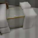 Glass Hurricane Candle Holder Large - Hewory 3pcs Gold Rectangle Flower Holders Centerpiece for Table, Tall Floor Square Pillar Candle Lantern for Wedding, Anniversary, Party, Fireplace, Dining Room