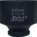1/2" Drive 1-1/4" 4-Point Square Impact Socket, Heat Treated Cr-Mo Alloy Steel