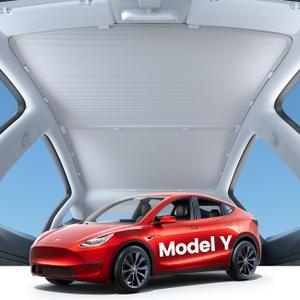Sunshade Roof for Tesla Model Y - Lamicall Never Sag, 99.9% UV Block 5-Layer Nano Ice-Crystal Coating, Heat Insulation & Interior Sun Protection, 2020-2024 Tesla Model Y Accessories, Gray