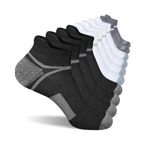 Men's Athletic Cushioned Ankle Socks, Comfort Wicking Anti-Blister Running Sock 5 Pairs, L