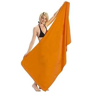 Heavy Weight Jumbo Size Dobby Hem Velour Beach Towel (Orange)