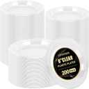 200 Pack 6 Inch Clear Plastic Dessert Plates - Disposable Round Appetizer and Small Cake Plates for Party, Dinner, Wedding, Catering, Birthday