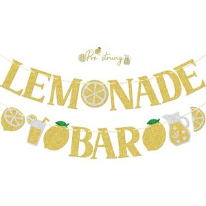 FOZEE Lemonade Bar Banner, Lemonade Party Decor, Lemon Stand Banner, Lemon Birthday Decorations, Summer Party Decor, Pre-strung