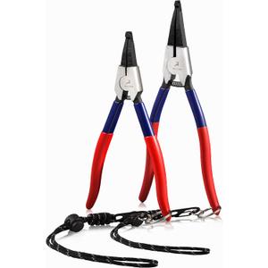 Lock Ring Pliers Set - 8" & 11" Retaining Ring Pliers with Right Angle Tip