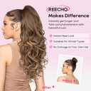 REECHO Ponytail Extension, 24" Claw Clip in Long Curly Wavy Ponytail Hair Extension Jaw Clip on Pony Tails Hairpiece for Women - Dark Brown to Blonde, Medium Blonde with Blonde Highlights