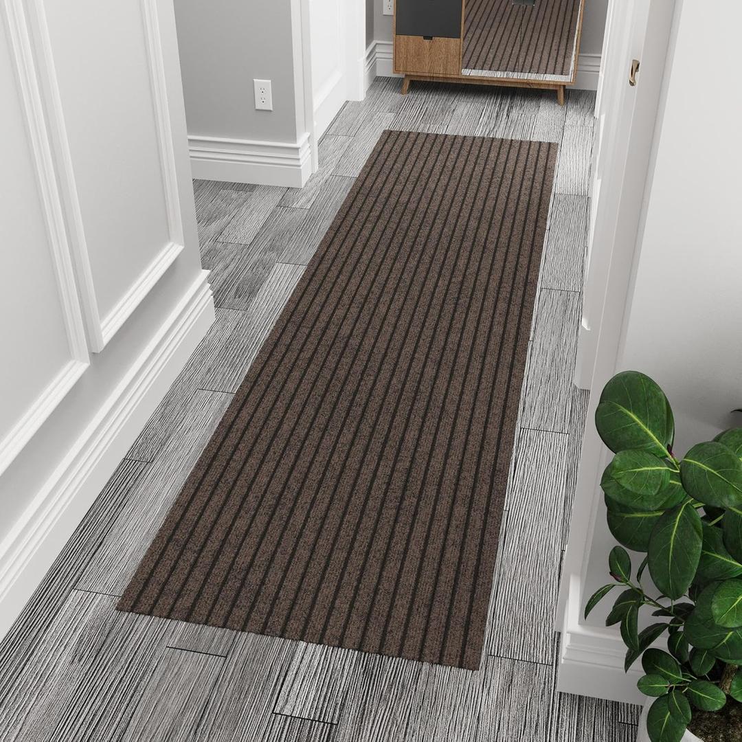 Ottomanson 2'7" x 6' Hallway Runner with Scraper Pile - Extra Durable Non-Slip Rug Mat for Indoor & Outdoor Use - Ideal for Kitchen, Entryway & Garage - High-Traffic Carpet, Brown Ottomanson 2'7" x 6' Hallway Runner with Scraper Pile - Extra Durable Non-Slip Rug Mat for Indoor & Outdoor Use - Ideal for Kitchen, Entryway & Garage - High-Traffic Carpet, Brown