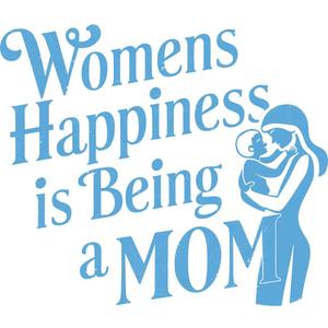 Womens Happiness is Being A Mom Mother and Child Silhouette Wall Decal Wall Dcor Vinyl Sticker Size: 28 x 28