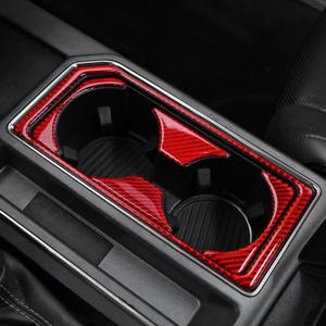 BETTERHUMZ Cup Holder Storage Box Frame Trim Compatible with Ford F150 Raptor 2015-2020 Carbon Fiber Center Console Cover Decor Sticker Interior Accessories (Red)