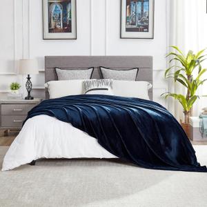 DREAMNINE Extra Large Soft Comfy Fluffy Fleece Bed Blanket Full Size 80" x 90", Luxury Decorative Fuzzy Blanket for Women Girl, Big Cozy Shaggy Warm Flannel Blankets for Winter Autumn Pets, Navy Blue