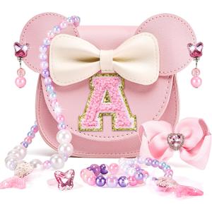Toddler Purse Gifts for Girls, Little Girl Gifts Princess Dress Up Jewelry Mermaid Toys Mini Mouse Ears Birthday Gifts for Girls 3 4 5 6 7 8 Year old (A, Pink)