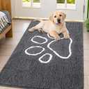 Smiry Dog Door Mat for Muddy Paws, Absorbent Dirt Trapper Non Slip Quick Dry Washable Chenille Mat for Mud Dogs, Entry Rug for Indoor and Outdoor (47x32 Inches, Dark Grey) (47.0"L x 32.0"W x 1.0"Th)