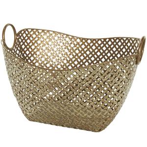 Deco 79 Metal Handmade Decorative and Functional Storage Basket Woven Inspired Basket Organizer with Handles, Basket for Storage 17" x 13" x 11", Gold
