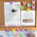 24 Pcs Thumb Tacks,Cute Push Pins,Colorful Decorative Pins,Mouse Tacks,for Bulletin Board,Cork Board,Class Decor Office or Home (24 Pcs - Gradient)