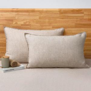 CHUFFED 100% French Linen Pillow Cases Queen Size Set of 2, Stone Washed Flax Pillow Shams with Zipper Closure - Breathable & Cooling for Hot Sleepers,20x30 Inches, Natural Linen