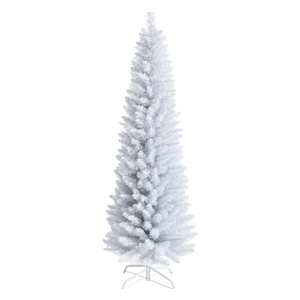 6 ft. Unlit Slim Pencil Artificial Christmas Tree with Metal Stand White
