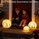 Crackle Glass Ball Light Mix Pattern Glass Ball LED Night Light Tabletop,Upgraded Table Top Christmas Tree Decorations with Timer,Widely Applicable to Party,Holiday Home and Mantel Decor (Small+Medium+Large)