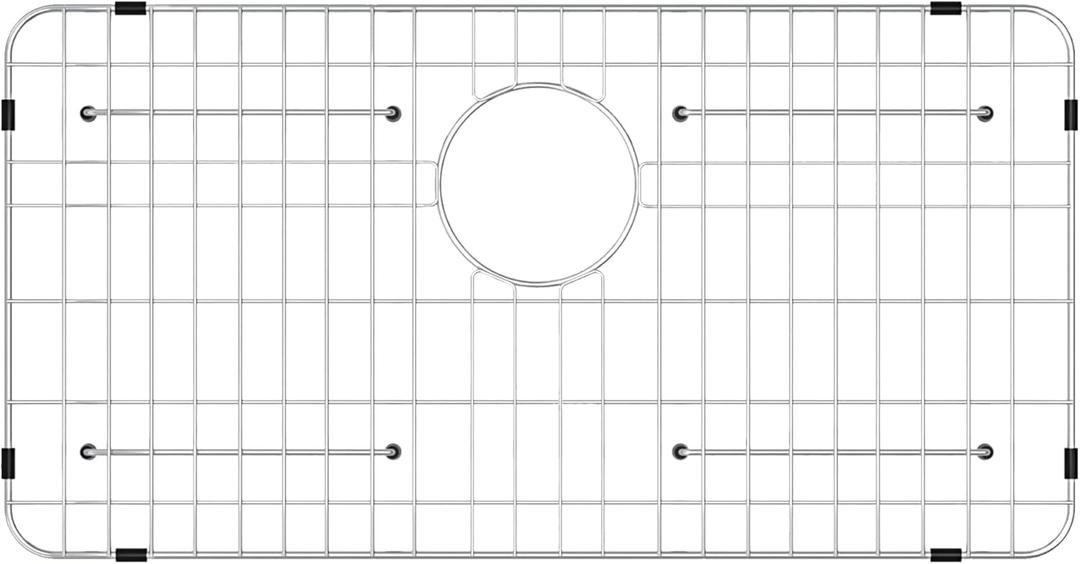 Stainless Steel Sink Grid and Protectors for Bottom of Kitchen Sink 26" x 14" Inches with Rear Drain