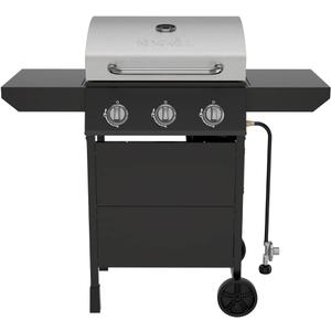 Nexgrill 3-Burner Propane Gas Grill with Side Tables, 27,000BTUs, Stainless Steel Lid, Spacious 429 SQ. In. Cooking Space, BBQ Grill for Outdoor Cooking, Patios, Parties, and More - 720-1012