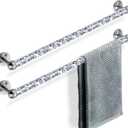 Meetart Crushed Diamond Glass Towel Bar for Bathroom,Set of 2 Towel Rods Wall-Mounted,Towel Racks for Bath Towels,Hand Towels(21)