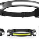 AlpsWolf LED Headlamp Rechargeable, 2 XPE LED and COB LED Head Lamp, Sensor Mode, 260 Wide Beam, IPX4 Waterproof, Rechargeable Headlight for Camping Accessories (1 Pack)