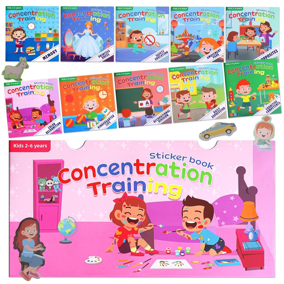 2 x 10 sticker books focusing on potential development stickers children's enlightenment baby early education book sticker book suitable for children aged 2-5 years old DIY stickersLife scenes