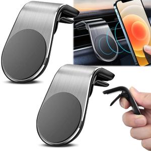 2PCS Mobile Phone Navigation Magnetic Bracket, Navigation Bracket Phone Holder, L Type 360° Rotatable Car Phone Mount Magnetic Phone Holder Strong Magnet Mount for Any Smartphone (Silver)