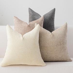 Pack of 4 Throw Pillow Covers 18x18 inch Neutral Boho Cushion Covers Decorative Farmhouse Pillow Covers for Couch Bed Sofa Living Room Home Decor Soft Square Pillowcase