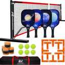 Pickleball Net for Driveway, Portable Pickleball Net System with Regualtion Size 22FT Pickle Ball Net, Outdoor Pickleballs, Carry Bag, Weather Resistant Metal Frame
