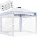 3Pcs Clear Canopy Sidewalls for 10x10 Pop Up Tent, Transparent Window Curtain Cloth, 8 Mil PVC Enclosure Fabric with Zipper, White (Not Including Frame and The top,Sidewalls ONLY)