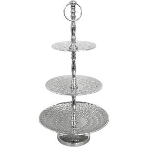 Rely+ Dessert Cupcake Stand 3-Tiered Serving Tray 20" Tall 3 Tier Fruits and Cup Cake Stand for Tea Party Birthday Holiday Gatherings Weddings Baby Showers Silver Finish Sturdy Design (Hexagonal)