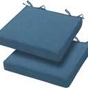Magpie Fabrics Indoor Outdoor Waterproof Square Chair Cushion, 18" x 18" x 2.5", 2 Pack, Water Resistant Seat Cushions, for Patio Garden Office, Dark Blue