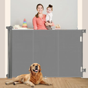 71 inch Retractable Baby Gates 48 inch Tall, Retractable Gate with Reinforced Strip Design to Prevent Crawling Through, 6 FT Retractable Dog Gate for Stairs, Doorways, Hallways,Gray
