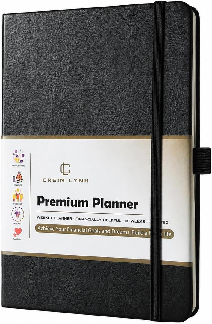 Planner 2025-2027, 36 Months Weekly and Monthly Planner with Budget & Goal Setting, 8.3" x 5.7", Flexible Cover, Daily Organizer with Inner Pocket, Bookmarks, Pen Holder for School Office Home, Black