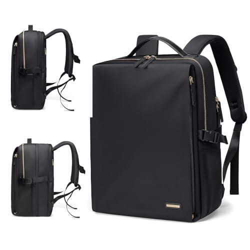 GOLF SUPAGS Stylish Laptop Backpack for Women Airline Approved Perfect for Work College and Travel Multi-Functional Casual Daypack Fits 17.3 Inch Notebook (Black)