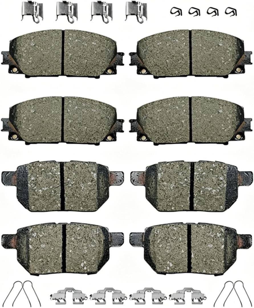 D1184 D1423 8pcs Front Rear Ceramic Brake Pads With Clips Fit For 2011-2017 Lexus CT200h,For 2010-2022 Toyota Prius,For 2012-2013 Prius Plug-In,For 2017-2019 Prius Prime,For 2020-2022 Corolla