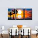 3 PCS Beach Picture Wall Art for Home Decor Beach Poster Summer Wall Decor Sunrise and Sunset Beach Canvas Prints for Living Room Decorations 16 24 in*3(Unframed)