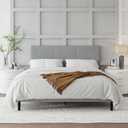 Queen Bed Frame, Queen Size Platform Bed Frame with Upholstered Headboard, Sturdy Wood Slats, No Box Spring Required, Silent, Easy Assembly, Gray